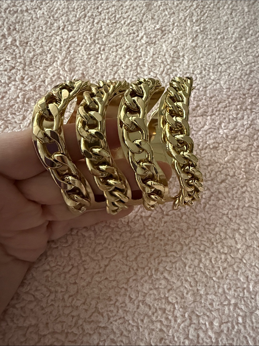 Gold Chain Link Cuff Bracelet - Chunky Statement